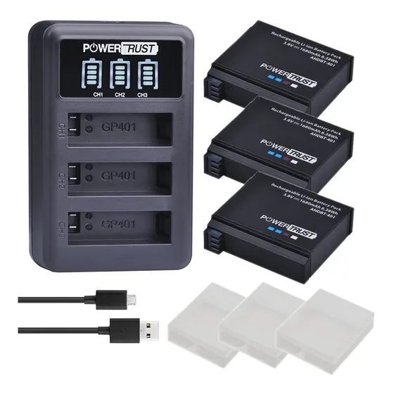Cargador Power Trust Para Gopro Hero 4 Incluye 3 Baterias