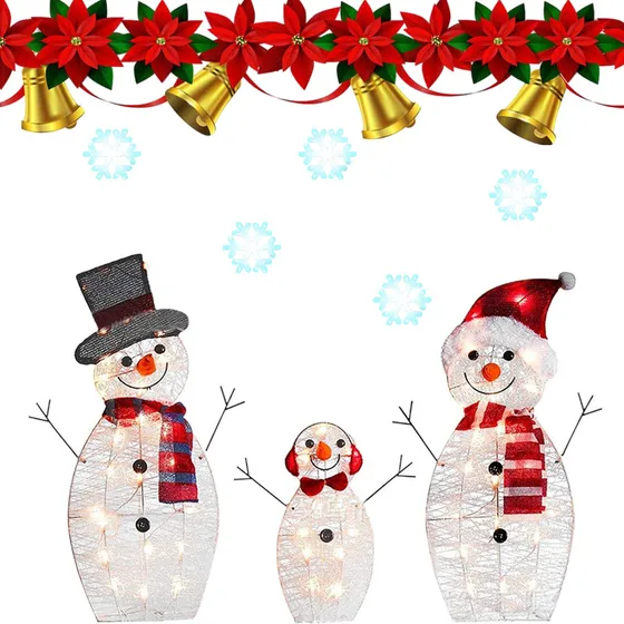 3 Luces Navideñas Con Diseño De Muñeco De Nieve Para Jardín,