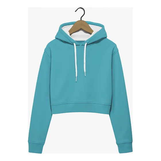 Buso Hoodie Saco Tipo Crop Top Cerrado Unicolor