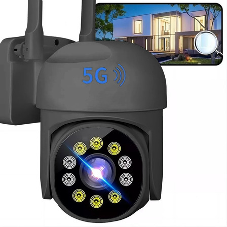 Cámara De Seguridad Vigilancia Exterior Wifi 360o Con Alarma Color Negro Cámara De Seguridad Vigilancia Exterior Wifi 360o Con Alarma Color Negro