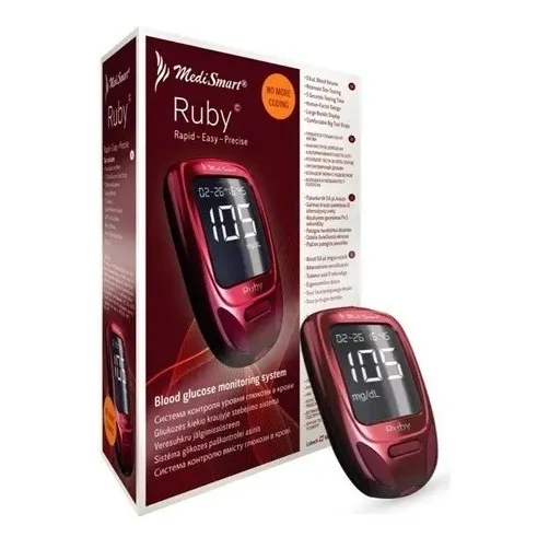 Glucómetro Ruby - Medidor De Glucosa En Sangre - Medismart Color Rojo