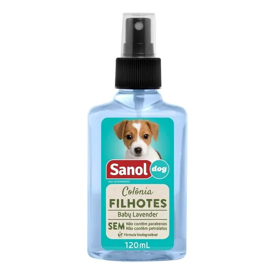 Colônia Sanol Dog Filhotes Essência Talco Cães Gatos 120ml