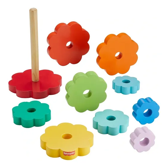 Anillo Apilable Fisher Price Madera 10 Piezas +18 Meses