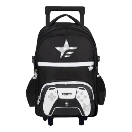 Mochila Carro Escolar 18 Joystick New Negro Luz Led Footy