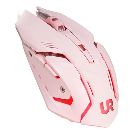 Mouse Gamer Pro Urbano Alambrico Usb Con Luces Rgb 6 Botones Color Rosado