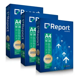 Kit 3 Pacotes De 500 Fls De Papel Sulfite A4 Report 75g Cor Branco