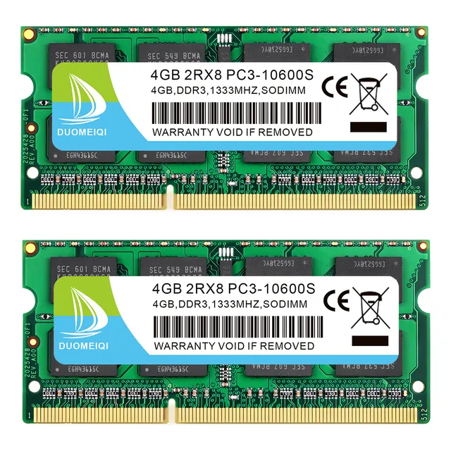 Memoria RAM gamer color azul 8GB 2 D Duomeiqi 2-4G-10600S-1333-BLUE Sodimm Para Computadora Portátil 204-pin
