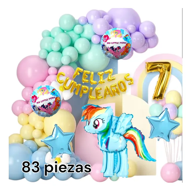Combo Set My Litlle Pony Rainbow Dash Fiesta Cumpleaños Azul