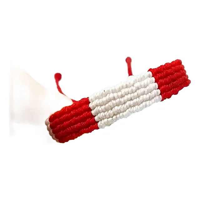 Pulsera Tejido A Mano Bandera Peruana!!