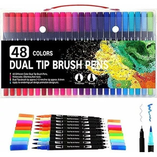 Marcadores Punta Acuarela Y Pincel 48 Colores Punta Dual Marcadores Punta Acuarela Y Pincel 48 Colores Punta Dual