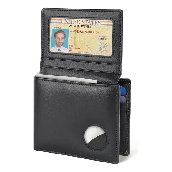 Billetera De Cuero Para Hombre Rfid Con Soporte Airtag