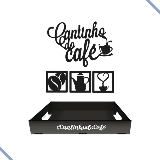 Bandeja Mdf Cantinho Do Café Decoração Cozinha Escritório Cor Preto