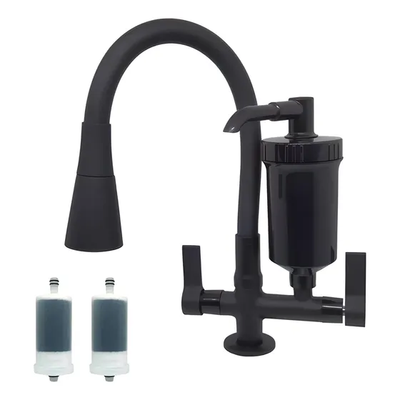 Torneira De Cozinha Gourmet Com Filtro Preta Flex + 2 Refis