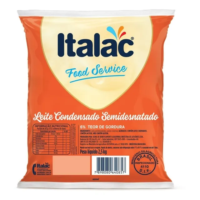 Leite Condensado Embalagem Econômica Bag 2,5kg Italac