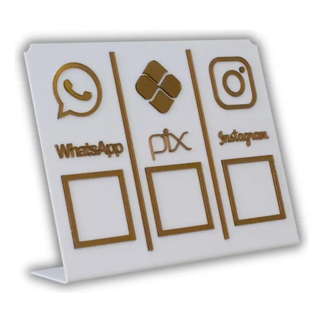 Placa Pix,whats E Insta Para Pagamento Qr Code Branca