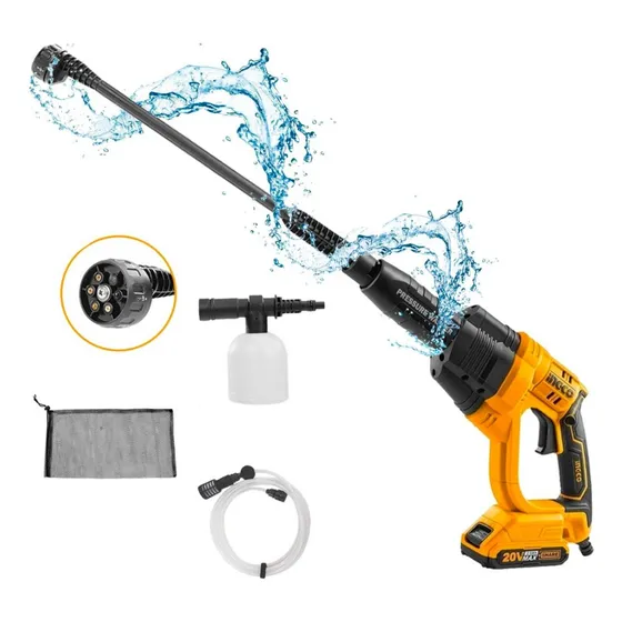 Hidrolavadora 20v Ps20s Inalámbrica Portatil Carwash Ingco Color Naranja