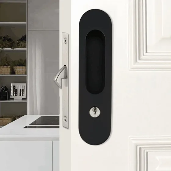 Cerradura Puerta Corredera Invisible Mango Empotrable