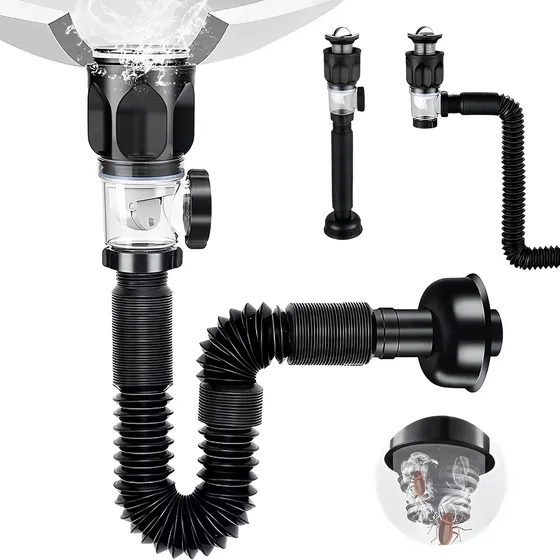 Desagüe Lavamanos Antiolor Push Flexible Universal Baño Kit