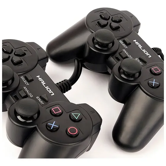 Joystick Game Pad Doble Halion Negro Para PC y Laptop Con Vibración USB | Cuotas sin interés