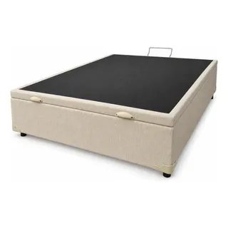 Cama Box Baú Casal 138x188 Corino Linhao Areia Bege Areia Corino