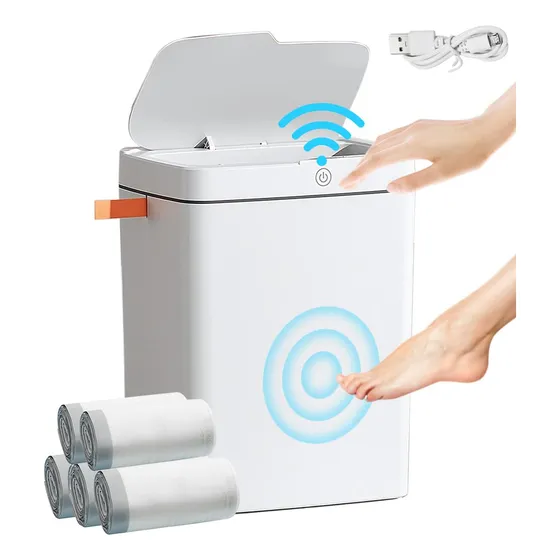 Bote De Basura Cubo De Basura Con Sensor Inteligente 15l Con 5 rollos de bolsas de basura