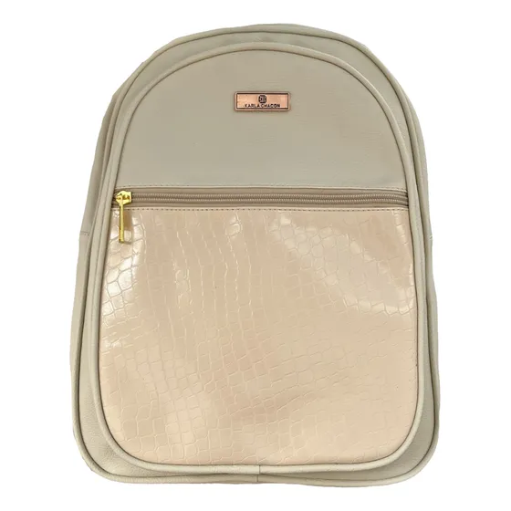 Bolso Dama Morral Mochila Mujer Karla Chacon Color Beige Diseño de la tela Liso