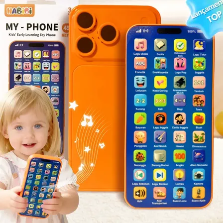 Celular de brinquedo educativo recarregável com 45 teclas para bebês