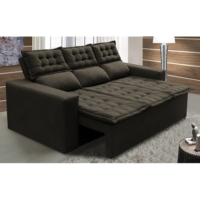 Sofå 3 Lugares Retråtil E Reclinåvel Cama Inbox Slim 2,00m Velusoft Café Sofå 3 Lugares Retråtil E Reclinåvel Cama Inbox Slim 2,00m Velusoft Café
