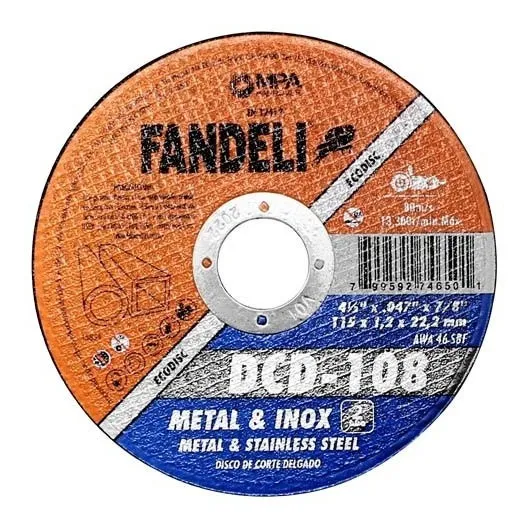 Fandeli Dcd-108 Disco De Corte Delgado Eco Fandeli 4 1/2 PLG 10 Pz Dcd108