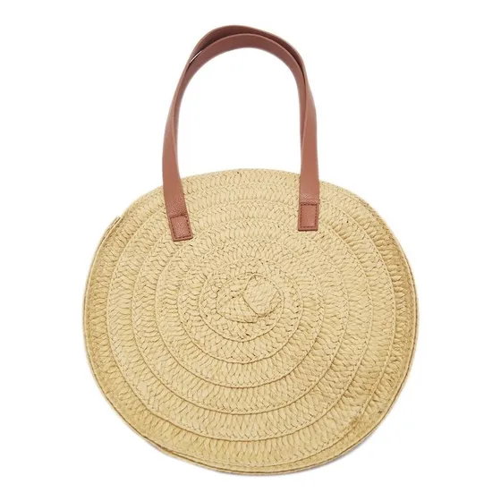 Bolso Playero Circular En Tejido De Paja 