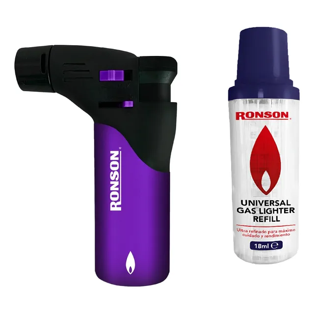 Ronson Soplete + Gas 18ml Recarga Butano Azul