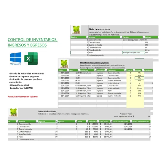 Excel Control Inventario Stock Ingresos Salidas(suscripción)