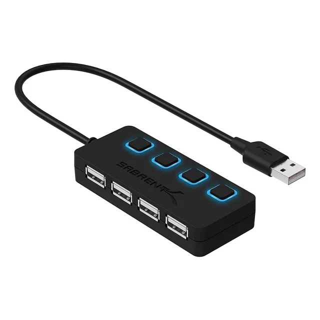 Hub De Datos Sabrent Usb 2.0 De 4 Puertos Con Iluminación Le