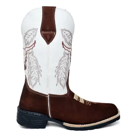 Bota Masculina Estilo Western Couro Costurada Antibacteriana