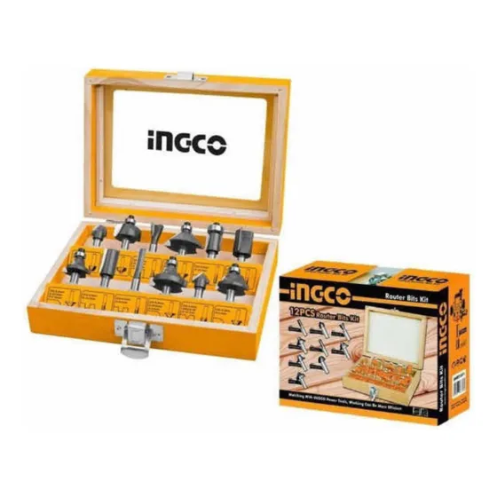Set Juego 12 Fresa 6mm Madera P/router Brocas Ingco Akrt1201