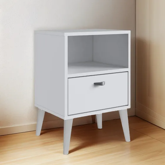Mesa De Luz 1 Cajon Con Guias Metalicas Blanco Mdp Cm009 LG Amoblamientos