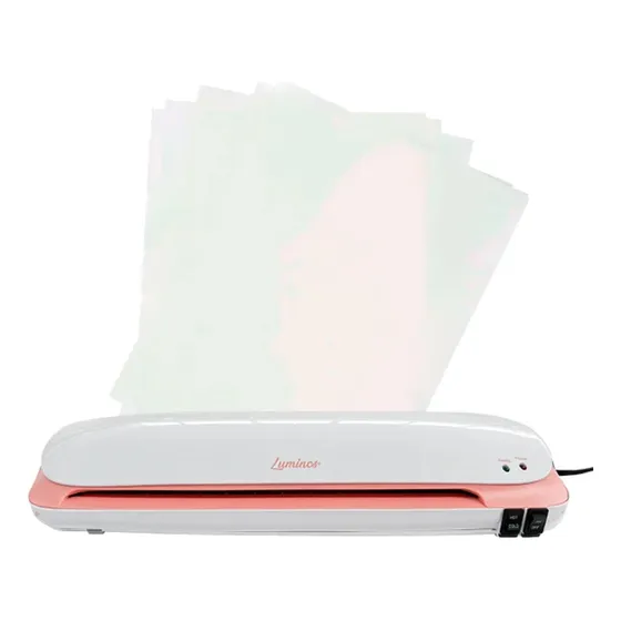 Laminadora Luminos Rosada + Pack 10 Carpetas Laminado A3