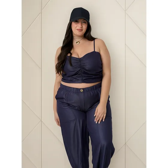 Top Simil Denim Moda Verano 2024 Mujer Talles Grandes
