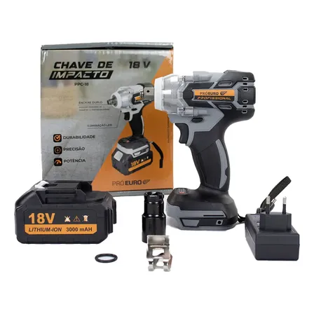 Chave De Impacto Brushless 18v 300nm 1/2 E 1/4 2400rpm Pró Euro Preto 127/220v 60hz