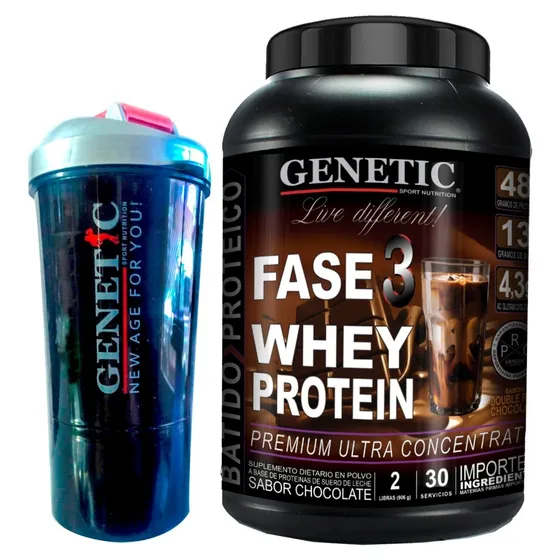 F3 Whey Protein Shaker Polvera Genetic Crecimiento Muscular