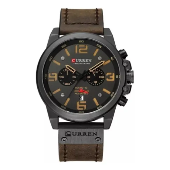Reloj Curren 8314 Bny Para Hombre, Correa De Piel, Marrón, C Marrón Oscuro Preto Blanco