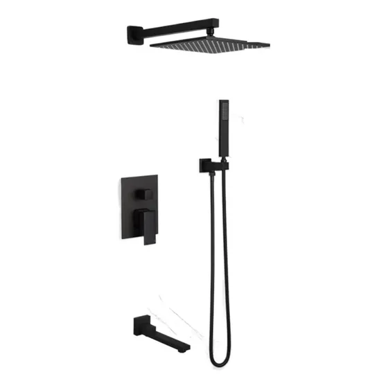 Juego Grifo Ducha Color Negro Mate Para Montar Pared :
