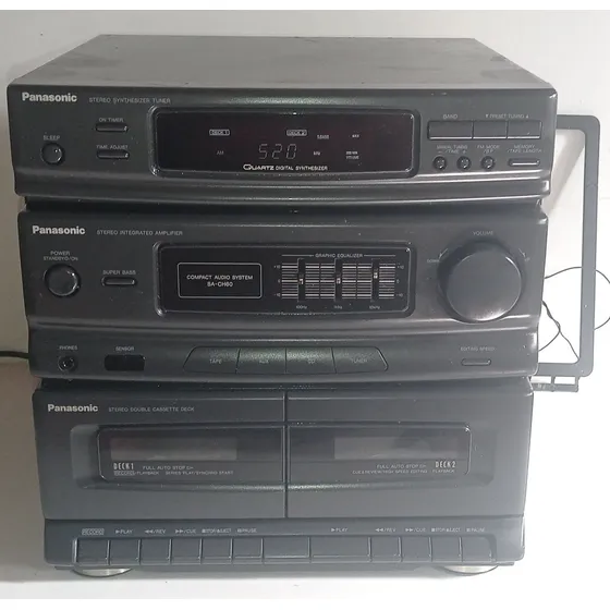Aparelho Som Antigo Mini System Panasonic Sach60 2x1 Ligando
