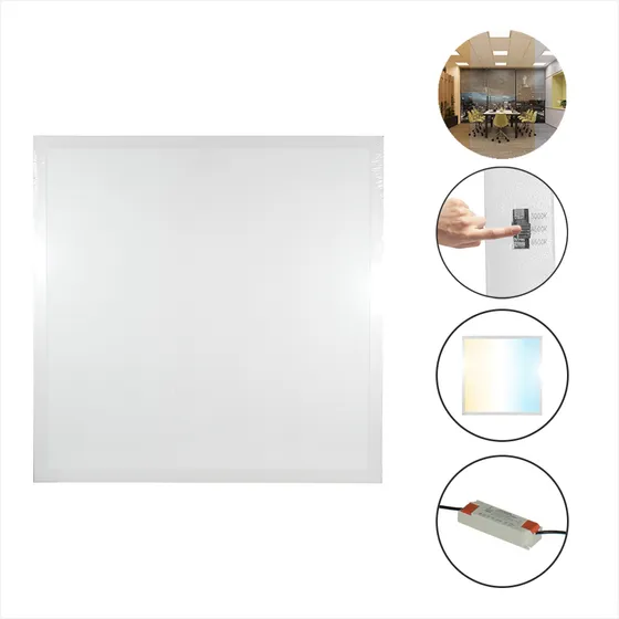 Panel Led 60x60 Empotrar O Suspender BACK LITE PANEL 36 Watts, 3 Temperaturas En 1: Luz Blanca, Luz Cálida y Luz de Día, 127V, IP40, Plafón Tipo Galleta Color Blanco, Illux TL-4736.BMTC