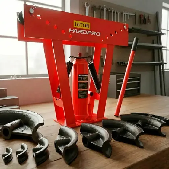 Dobladora de Tubos Hidráulica de 16 Toneladas Profesional HardPro con 8 Conformadores para Acero