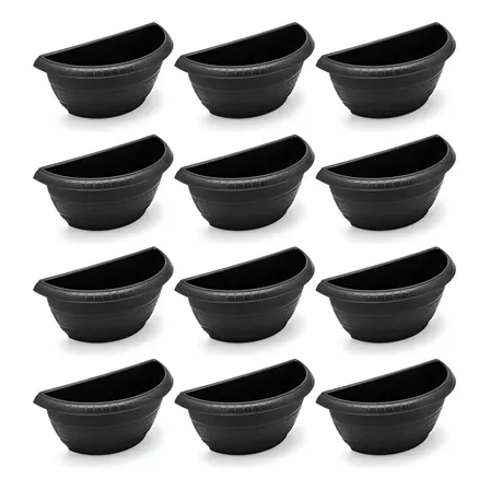 Vaso Meia Cuia Grande Jardim Horta Vertical 3,3l Kit 12 Pçs Cor Preto Asteca