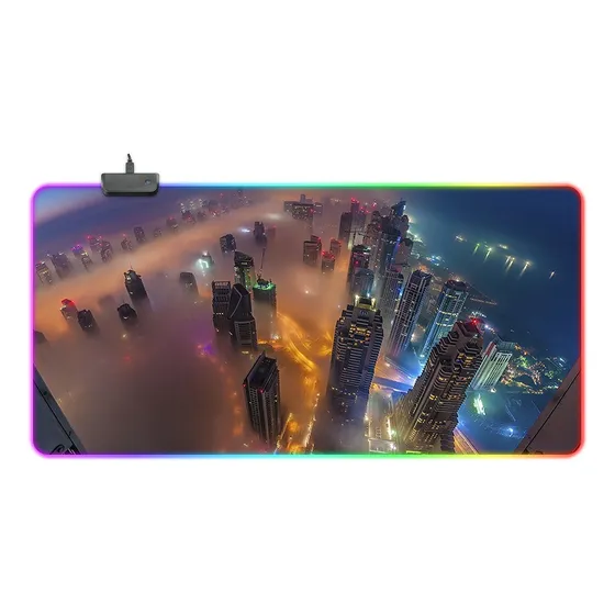 Rgb Mouse Pad Gamer, Antideslizante Alfombrilla Con Luz Led Diseño Impreso Realm Of Streaming Light