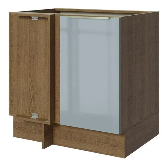 Gabinete Bajo Esquina Cocina Madesa Lux 80cm Sin Encimera Mg Color Marrón/Gris