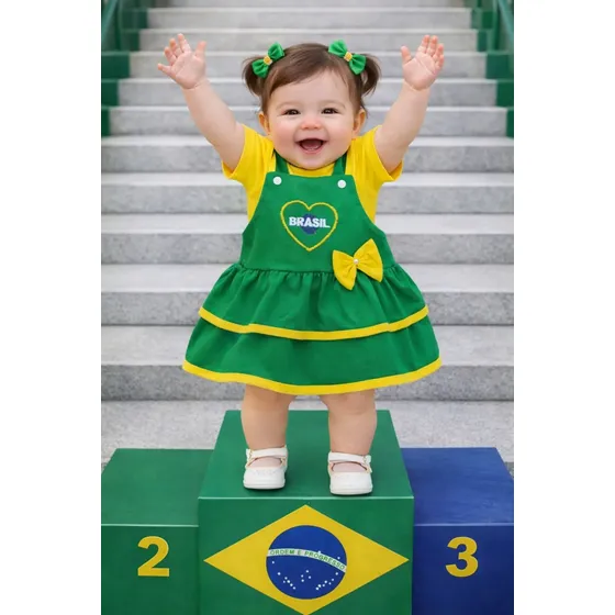 Roupas Copa Do Mundo Bebe Menina Rn Roupinha Seleção Brasil