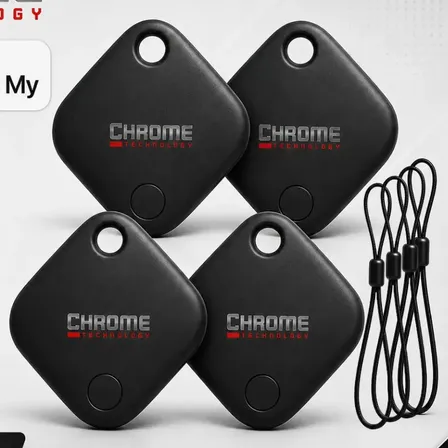 Chaveiro Localizador Smart Tag Kit 4 Rastreador Ios Apple Gps Com Cordão Chaveiro Cor Preto Compatível Com iPhone Chrome Technology